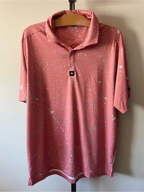 Bad Birdie Men's Jackson Pink Splatter Golf Polo Shirt XL